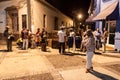 BAYAMO, CUBA - JAN 30, 2016: Local music band plays on a pedestrian street in Bayamo Royalty Free Stock Photo