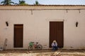 A man sitting on a steps in Bayamo in Cuba Royalty Free Stock Photo