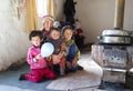 Kazak nomad woman with her kids