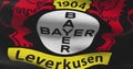 Bayer Leverkusen FC waving flag. Bayer Leverkusen football club background. Soccer team logo