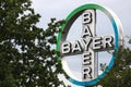 Bayer sign at cologne bonn airport germany