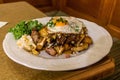 Bayerisches Grostl, Bavarian dish, fry-up made of roasted potatoes and fried e