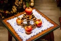 Bayerisches Paradeisl, Christmas decoration, apples and fruits, Interior of regional village house, Skanzen, Polabi open-air Royalty Free Stock Photo