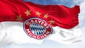 Bayern Munich flag waving in the wind on a clear day