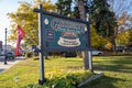 Sign for Greunkes First Street Inn, a famous and popular restaurant and hotel in the small