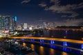 Bayfront scene Miami night aerial