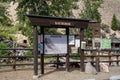 Bayhorse, Idaho - July 2, 2019: Information center for the ghost town of Bayhorse Idaho in the Salmon Challis National Forest