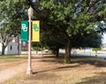 Baylor University banners on light poles, with copy space