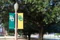 Baylor University banners on light poles, with copy space