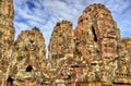 The Bayon, a Khmer temple at Angkor in Cambodia, Southeast Asia Royalty Free Stock Photo