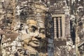 Bayon Khmer Temple Human Face Mural Detail Angkor Wat Siem Reap Cambodia Royalty Free Stock Photo