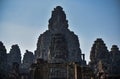 Bayon Temple with ancient giant stone faces of king, Angkor Wat, Siem Reap, Cambodia Royalty Free Stock Photo