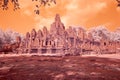 Bayon Temple in Angkor Tom in infrared Royalty Free Stock Photo