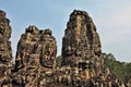 Bayon Temple in Cambodia. Huge human faces are carved on the stones