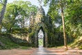 Bayon Temple Entrance, Angkor Thom gate, Siem Reap, Cambodia.Stone Gate of Angkor Thom in Cambodia Royalty Free Stock Photo