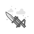 Flat Grayscale Icon - Bayonet knife