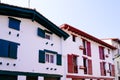 Bayonne city blue red white house in basque south-west of France Royalty Free Stock Photo