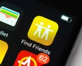 Find My Friends app icon on Apple iPhone screen