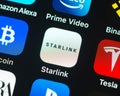 Starlink app icon on Apple iPhone screen Royalty Free Stock Photo