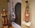 Bayonne, France - Traditional textiles and costumes artifacts on display at the Basque Museum / Musee Basque et de l