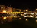 Bayonne, Nive riverside at night, France Royalty Free Stock Photo