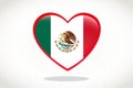Mexico Flag in Heart Shape. Heart 3d Flag of Mexico, Mexico flag template design. Royalty Free Stock Photo