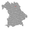 Bayreuth city red highlighted in map of Bavaria Germany