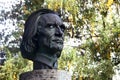 Bayreuth, Germany - October 13, 2023: Bust of a Hungarian composer Franz Liszt near the Bayreuth Festival Theatre, built by