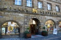 Bayreuth, Germany - October 13, 2023: Historical Mohren Apotheke pharmacy on pedestrian Maximilian street