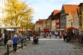 Bayreuth, Germany - October 13, 2023: Pedestrian Maximilian street in the city center, a popular place for locals and tourists in