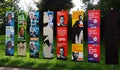 Bayreuth, Germany - October 13, 2023: Pre-election posters of different political parties with portraits of local politicians in