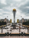 The Bayterek Tower, a landmark observation tower designed by architect Norman Foster in Astana, the capital of