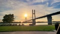 Bayview Bridge over Mississippi River at sunset Royalty Free Stock Photo