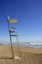 Baywatch high chair sand beach in Valencia Royalty Free Stock Photo