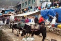 Bazaar in Namche Bazar village Royalty Free Stock Photo