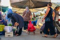 Bazaar in the Turkish city near Alanya, people buy groceries, vegetables, fruits