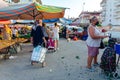 Bazaar in the Turkish city near Alanya, people buy groceries, vegetables, fruits