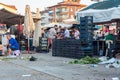 Bazaar in the Turkish city near Alanya, people buy groceries, vegetables, fruits
