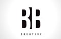 BB B B White Letter Logo Design with Black Square.