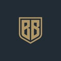 BB letter initial shield logo frame design Inspiration Royalty Free Stock Photo