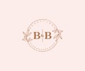 initial BB letters Beautiful floral feminine editable premade monoline logo suitable for spa salon skin hair beauty boutique and