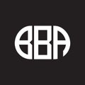 BBA letter logo design on black background. BBA