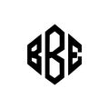 BBE letter logo design with polygon shape. BBE polygon and cube shape logo design. BBE hexagon vector logo template white and Royalty Free Stock Photo