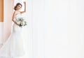 Bbeautiful bride wearing white gown Royalty Free Stock Photo