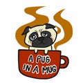 A pug in a mug cartoon vector Royalty Free Stock Photo