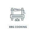 Bbg cooking line icon, vector. Bbg cooking outline sign, concept symbol, flat illustration