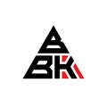 BBK triangle letter logo design with triangle shape. BBK triangle logo design monogram. BBK triangle vector logo template with red Royalty Free Stock Photo