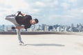 Bboy doing some stunts. Street artist breakdancing outdoors Royalty Free Stock Photo