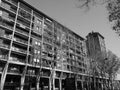 BBPR tower in Turin in black and white