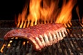 BBQ Baby Back Pork Ribs On The Hot Flaming Grill Royalty Free Stock Photo